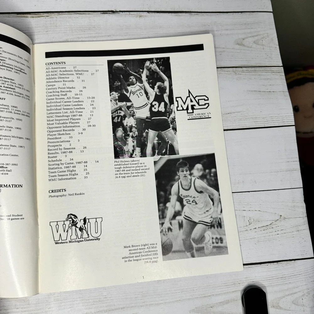 VTG 1988-1989 Western Michigan University Men's Basketball Prospects Media Guide